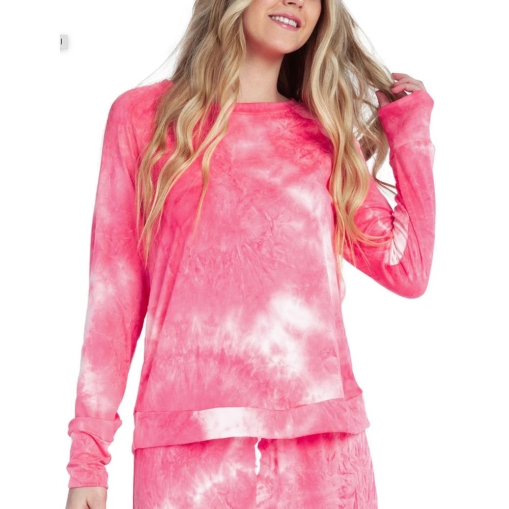 Hello Mello Pink Tie Dye Thumbhole Lounge Shirt Womens Medium/Large New
